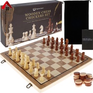 56Pcs Chess and Checkers Set Chess Game Set Wooden 2-in-1 Board Game Magnetic Chess Board Game SHOPCYC7161