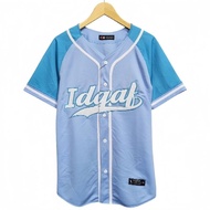IDGAF Original Baseball Jersey-Premium Embroidered T-Shirt-Light Blue Turkish Sleeves