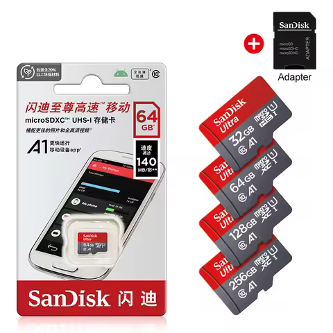 SanDisk Ultra MicroSDXC UHS-I Memory Card C10 U1 Full HD A1 64G 128G 256G 512G Max To 100MB/s Micro 