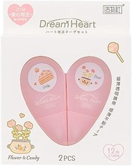 WISOPTUS Cute Heart-Shaped White Correction Tape, 19.69ft(6m) Each, 2-Count Pack, Easy to use, Dry I