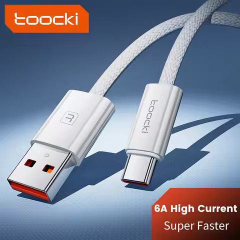 toocki 6A USB C Cable for Huawei P60 P50 Mate40 Honor Xiaomi Samsung Realme POCO X3 100W Fast Chargi