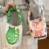 Canvas Bag Cute Cartoon Cotton Bag Bucket Canvas Bag Literary Color Printable Cotton Bag