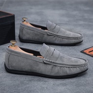 Peas Shoes Men Casual Fashion Loafers Social Spirit Guy Nubuck Leather Sneakers Slip-On Lightweight 