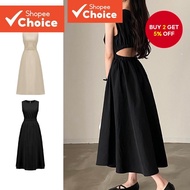 Women Party Dress Plain Backless -Elastic Waist -Ball Gown Dress L77ED270 (Multi-color)