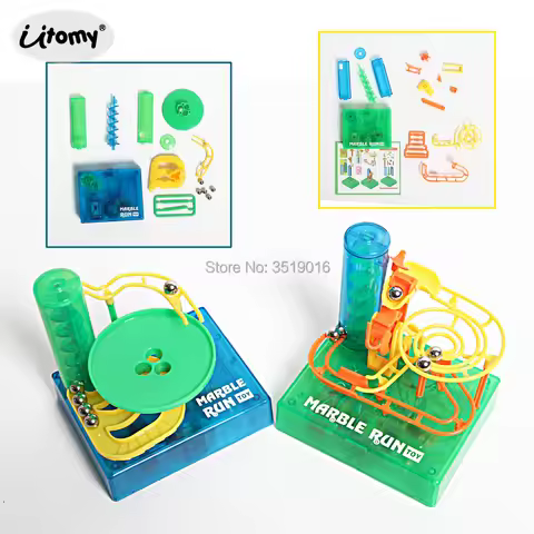 Education STEM Marble Run Electronic DIY Construction Maze Balls Building Blocks Track Toys with mus