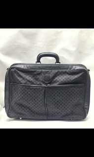 Vintage 80's FENDI ROMA S.A.S. FF Monogram Travelling Commuter Suitcase Leather + Coated Canvas Bag 