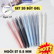 Gel pen SET of 7 ballpoint pens with 0.5mm nibs, student liquid ink ballpoint pen, writes smoothly, 