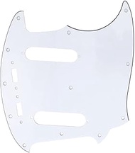 Musiclily Pro 12-Hole Guitar Pickguard for Fender American Mustang, 3Ply White