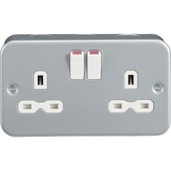 Knightsbridge Metal Clad 13A 2G DP Switched Socket