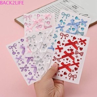 BACK2LIFE Face Gem Sticker, Bowknot Sparkling 3D Rhinestone Sticker, Safe Y2K Self-adhesive Waterpro