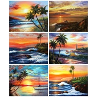 RUOPOTY 60x75cm/50x65cm/40x50cm Frame Picture By Numbers Seaside Landscape Diy Frame Handpainted Wal