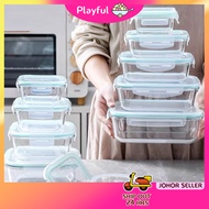 【PLAYFUL】Tupperware Food Container Heat Resistant Glass Microwave Airtight Container Food Storage Lunch Box