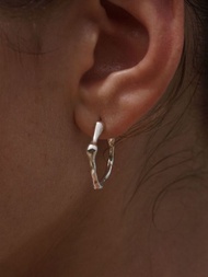 KHARYS Tide earrings - Silver 925 Freeform hoop earrings ต่างหูเงินแท้ ต่างหูห่วง
