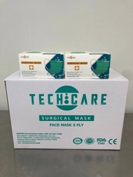 ✨พร้อมส่ง✨ TECH CARE หน้ากากอนามัย 3 ชั้น 50 ชิ้น/กล่อง สีเขียว Surgical Mask คุณภาพดี มีอย. จากโรงงานไทย ได้มาตรฐาน แมส ผ้าปิด จมูก หน้ากาก ปาก