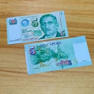 Replika Uang 5 Dolar Singapura / 5 Singapore Dollar / 5 SGD