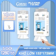 5 Bịch khăn giấy rút treo tường cao cấp CAITONG nội địa Trung 5 lớp 1280 tờ/gói tặng kèm móc treo tư