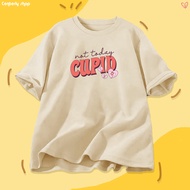 Contemporary oversized aesthetic women's t-shirt latte cream combed 24s cupid cloud and do it