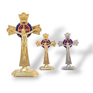 Benedict Flower Sitting Cross 8cm (7639) - Benedict Cross Display - Sitting Cross BND - Table Cross 