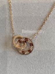 Cartier Necklace 卡地亞Love系列雙環滿鑽頸鏈