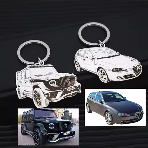 Personalized Car Photo Keychain Custom Engraved Motorcycle Picture Pendant Gifts Stainless Steel Mem