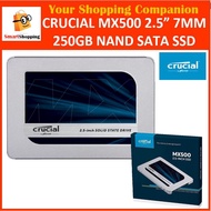 Crucial MX500 250GB 3D NAND SATA 2.5 inch 7mm (with 9.5mm adapter) Internal SSD 5 Years Sg Wty.