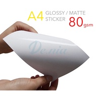 A4 Transparent / Glossy / Matte / Kraft Sticker Paper 80gsm Inkjet | Laser Printing 10 Sheet 10's