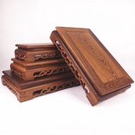 Redwood Carved Crafts Buddha Statue Base Chicken Wing Wood Rectangular Vase Stone Base Solid Wood St