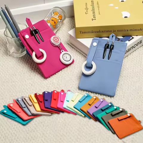 Solid Color Quick-dry Nurse Pocket Organizer Polyester Spandex Pouch Pen Holder Clip-on Utility Pock