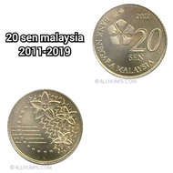 koin malaysia 20 sen 2011-2019 1 keping