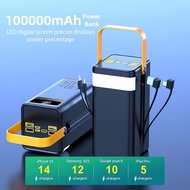 100000mAh High Capacity Power Bank for Outdoor Camping 120W Fast Charging Portable Charger External 