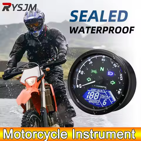 AD Motorcycle 12000 RPM Meter LCD Speedometer Odometer Tachometer 1-4 Cylinders Motorbike Gauge Moto