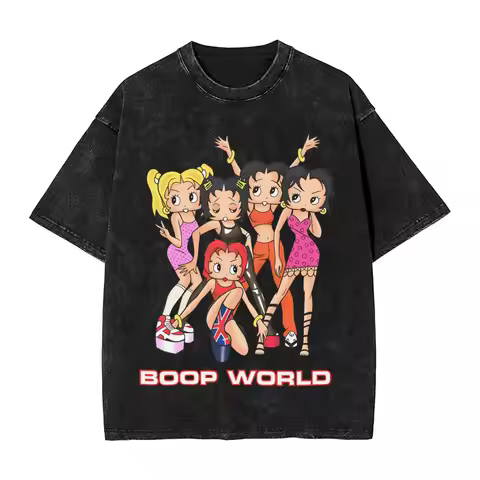 Betty Boop Boop Spice Girls T-Shirt Harajuku T Shirts Short Sleeve Y2K Funny Tshirt Beach Cotton Bre