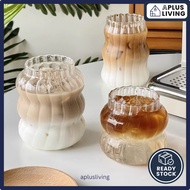 Wavy Ripple Glass Cup Coffee Cup Heat-Resistant Glass Cup Iced Coffee Juice Milk Cup Mug Glasses