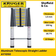 Kruger Aluminum Telescopic Single Side Straight Ladder, 13 Steps (5.1m / 16.7ft) | (AY1050)