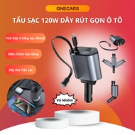 [Aluminum Case] ONECARS 4 in 1 120W Car Fast Charger USB Type-C Car Charger Universal Charger