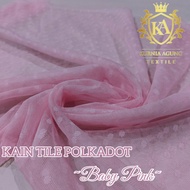 Kain Tile Dot Premium Meteran Warna Baby Pink Bahan Dress Gamis Kebaya Anak Dewasa Lebar 150cm