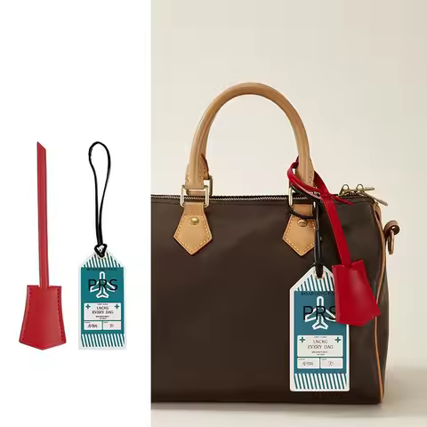 Leather Air Ticket Tag Keychain Luggage Tag Accessories Suitable for LV Bag Speedy25/30 Hanging Orna