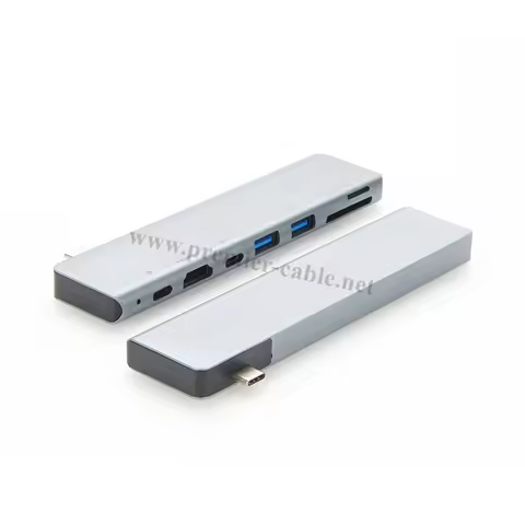 Plugable 7 in 1 USB C Hub Multiport Adapter USB Type C hub with 4K@30Hz HD USB C Dongle for MacBook 