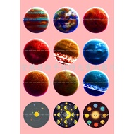 [Angel Bella DIY Handmade] CH321 Planet Round Time Gem Epoxy Picture Glass Bubble Suitable Key Ring 