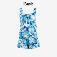 Đồ bộ mặc nhà nữ iBasic áo cộc tay quần đùi hoạ tiết nhún bèo HOMY046