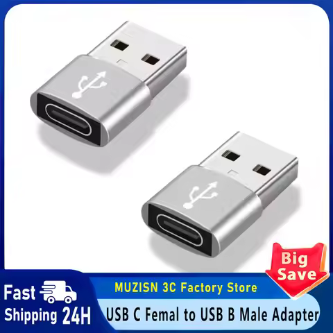 USB C Femal to USB B Male Adapter 2Pcs USB To Type C OTG Adapter Type-c Female Converter For Samsung
