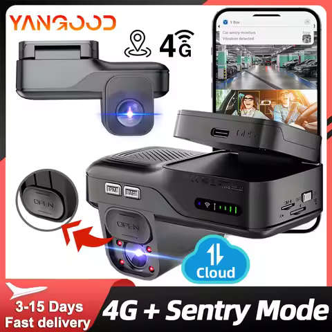 4G LTE Dashcam Front and Inside Lens Two-Way Talk Car DVR GPS Remote Live-View 24/7 Parking IR Night