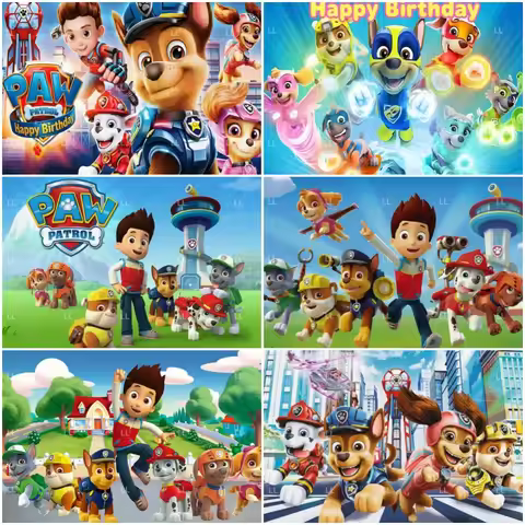 PAW Patrol Child Birthday Party Supplies Cartoon Cute Puppy Dogs Background Baby Shower Backdrop Pho