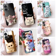 For Motorola Edge 50 Fusion Case XT2429-1 Cute Cartoon Cat Dog Painted Soft Silicone Black TPU Cover