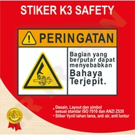 STIKER PERINGATAN BAHAYA TERJEPIT SAFETY SIGN K3 ISO ANSI