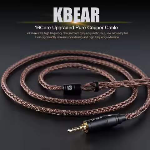 KBEAR 16 core 2-pin IEM headphone cable,upgraded HiFi in ear display replacement TRS pure copper ext