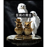 【Direct from Japan】Set of 2 Brass Owl Figurines, Pair of Owls, Brings Good Fortune and Happiness, In