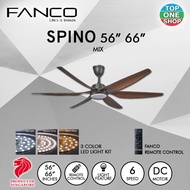 FANCO SPINO 56 / 66 Inches DC Motor 3C Light 6 Blade Remote Control Ceiling Fan