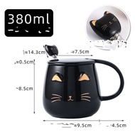 Cute Ceramic Cat Mug with Ceramic Cover