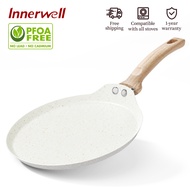 Innerwell 28CM Nonstick Crepe Pan Granite Coating Flat Skillet Dosa Tawa Tortilla Pan Egg/ pizza Fry
